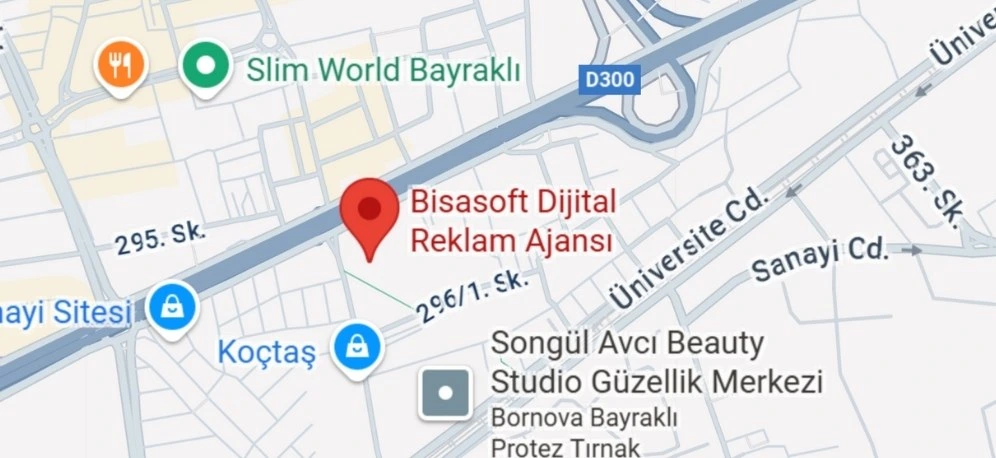 BISASOFT Dijital Reklam Ajansı - İzmir Bornova Folkart Time Ofis Konumu